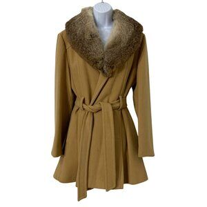 Sears JR Bazaar Women's Wool Coat Fur Collar Union Made Vintage 1970's USA